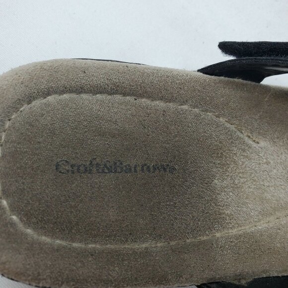 Croft and Barrow Women's Black Leather Floral Slides Sandals size 10 CM 26 - Picture 8 of 11